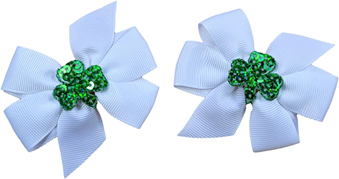 Sparkling Shamrock St. Patrick's Day Hair Bow Set