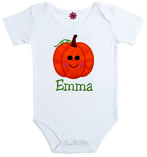 Load image into Gallery viewer, Embroidered Halloween Pumpkin Onesie Bodysuit for Baby Girls - Personalized with Your Custom Name
