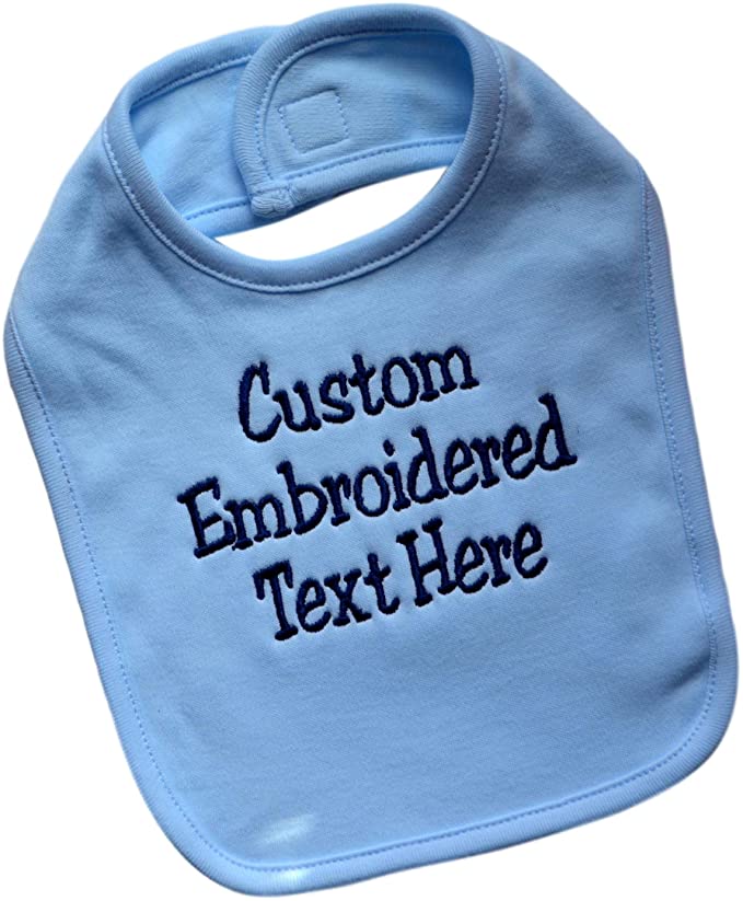 Personalized 100% Cotton Baby Boy Bib Embroidered with Your Custom Text