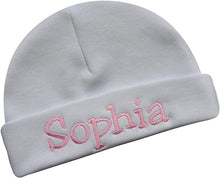 Load image into Gallery viewer, Personalized Cotton Baby Hat for Girls with Custom Embroidered Name
