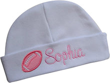 Load image into Gallery viewer, Personalized Baby Girl Cotton FOOTBALL Hat with Custom Name
