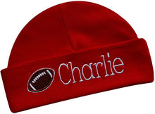 Load image into Gallery viewer, Personalized Baby BOY Cotton FOOTBALL Hat with Custom Name
