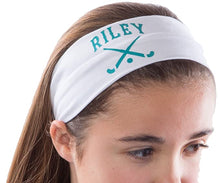 Load image into Gallery viewer, Field Hockey Cotton Stretch Headband with Your Custom and Personalized VINYL Text - Quantity Discounts
