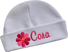 Load image into Gallery viewer, Personalized Embroidered Baby Girl Monogrammed Hat with Daisy
