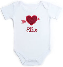Load image into Gallery viewer, Personalized Embroidered Valentines Day Sparkle Heart Baby Girl Bodysuit with Your Custom Name
