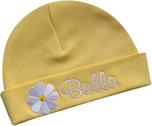 Load image into Gallery viewer, Personalized Embroidered Baby Girl Monogrammed Hat with Daisy
