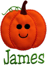 Load image into Gallery viewer, Embroidered Halloween Pumpkin Bodysuit for Baby Boys Personalized with Your Custom Name

