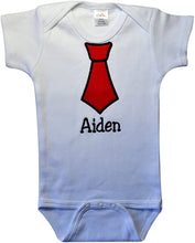 Load image into Gallery viewer, Embroidered Tie Bodysuit Romper for Baby Boys - Personalized with Your Custom Name
