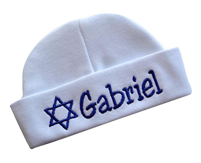 Embroidered and Personalized Star of David Baby Hat with Custom Name