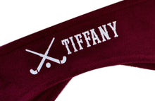 Load image into Gallery viewer, Field Hockey Fleece Ear Warmer Headband in Personalized GLITTER Text
