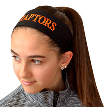 Load image into Gallery viewer, Basketball Tie Back Moisture Wicking Headband Personalized with Your EMBROIDERED Text - Team Discounts
