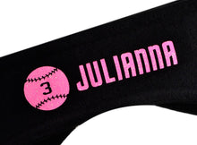 Load image into Gallery viewer, Softball Fleece Ear Warmer Headband in Personalized GLITTER Text
