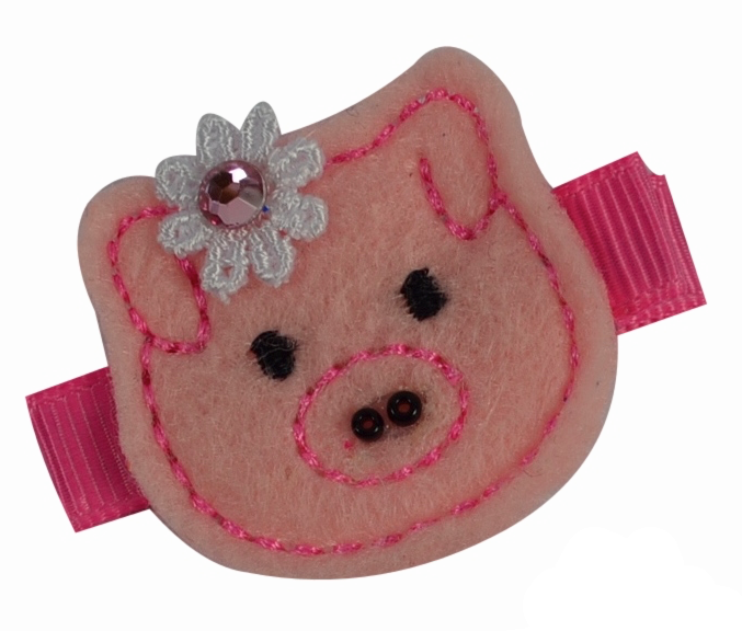 Piggy Felt Hair Clippie