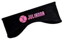 Load image into Gallery viewer, Softball Fleece Ear Warmer Headband in Personalized GLITTER Text
