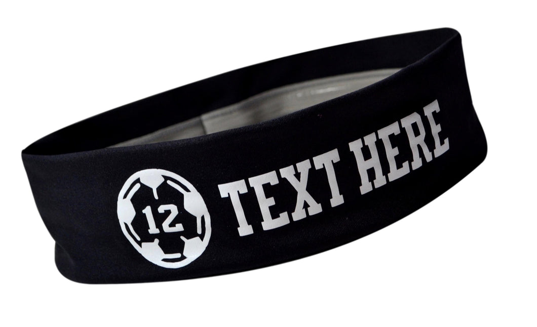 Design Your Own SOCCER No Slip Silicone Lined Stretch Headband with Your Custom VINYL Text - Quantity Discounts