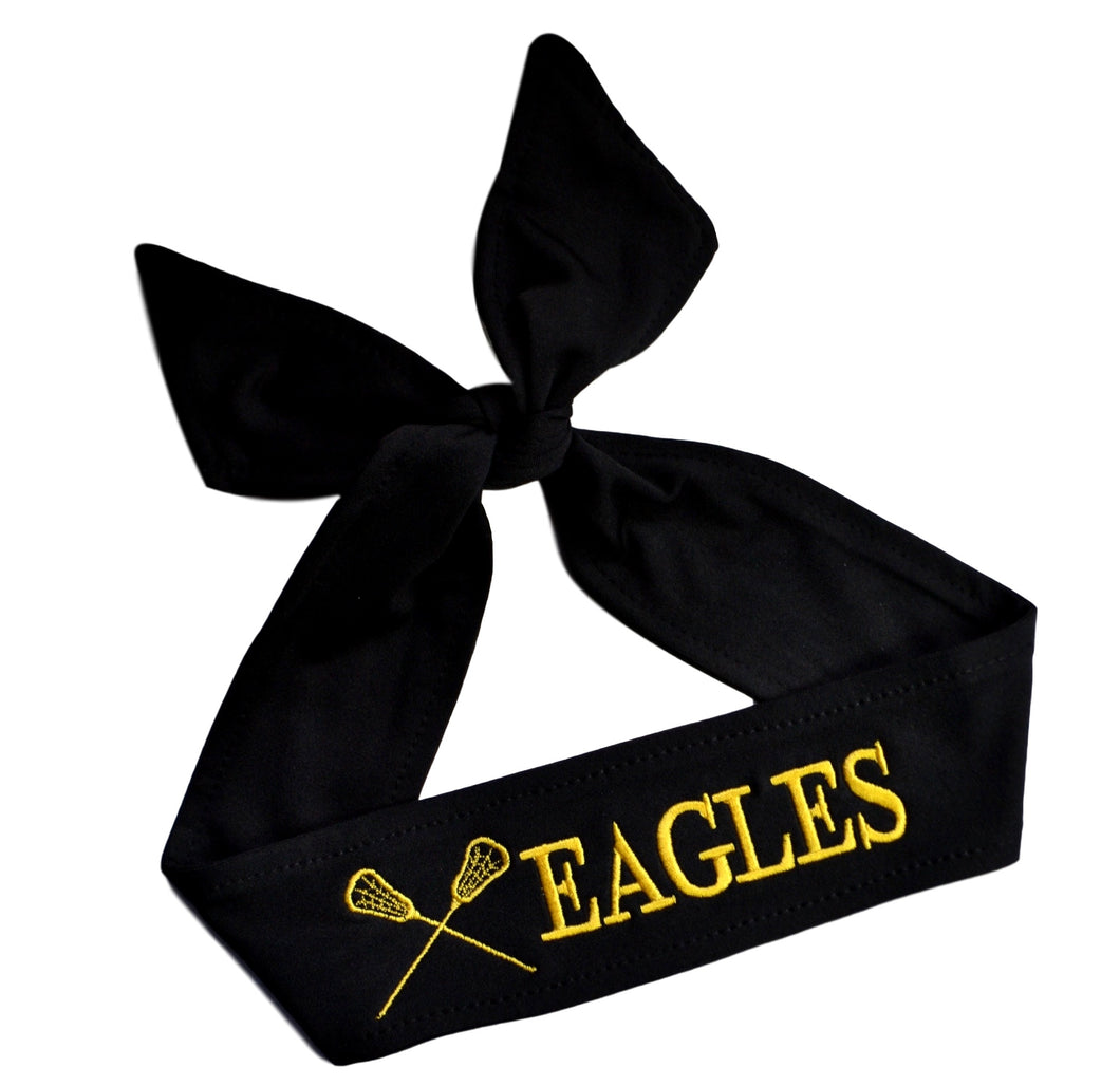Lacrosse Tie Back Moisture Wicking Headband Personalized with Your EMBROIDERED Text - Team Discounts