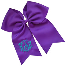 Load image into Gallery viewer, Monogrammed Initial Script Cheer Bow Custom Initials of your choice - 7.5 Inches Long!
