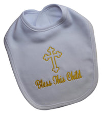 Load image into Gallery viewer, Embroidered Bless This Child Christening Baby Bib
