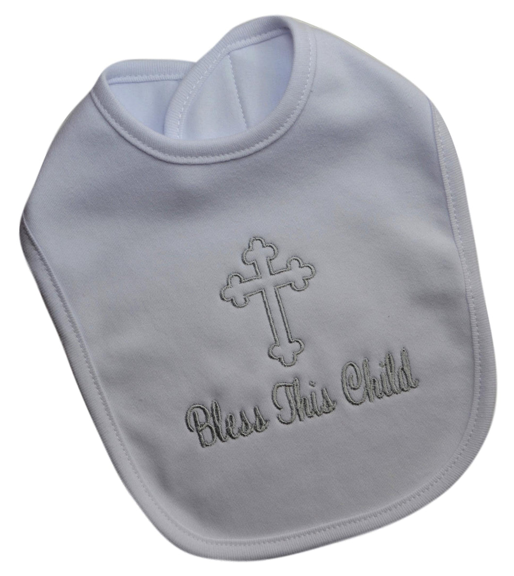 Embroidered Bless This Child Christening Baby Bib
