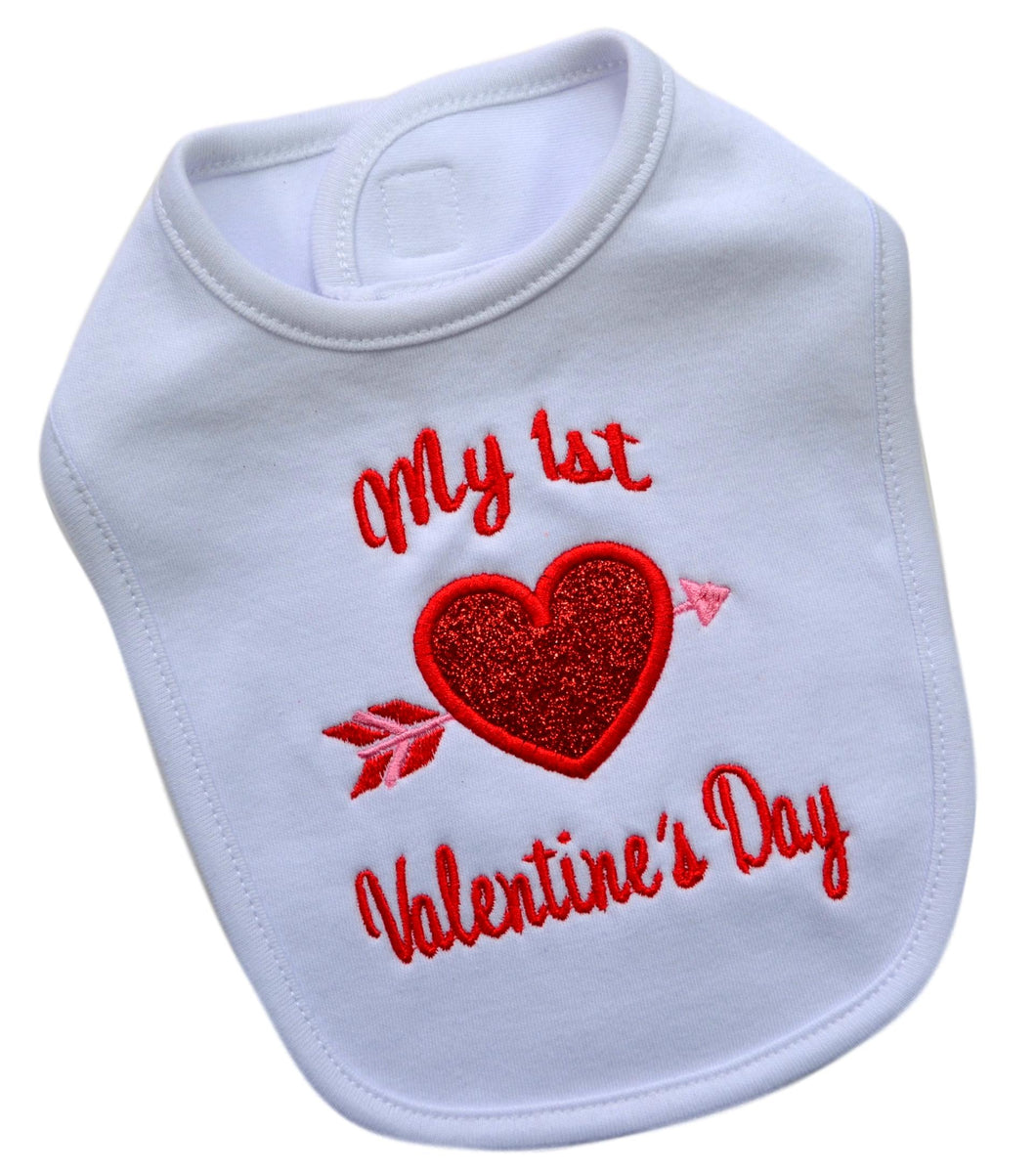 My First Valentine's Day Embroidered Baby Bib