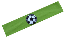 Load image into Gallery viewer, Soccer Ball Patch Cotton Stretch Headband - Quantity Discounts!
