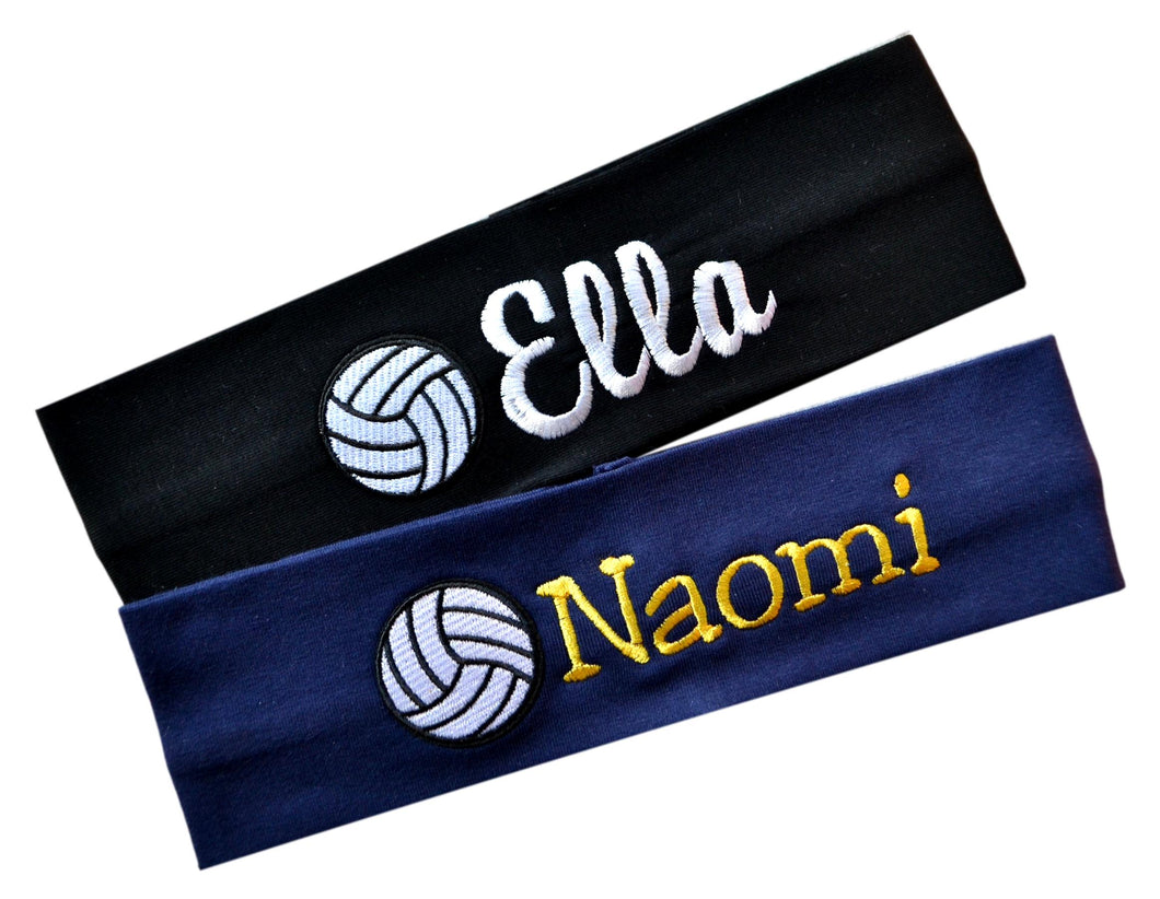 Personalized Monogrammed EMBROIDERED Volleyball Patch Cotton Stretch Headband - Quantity Discounts