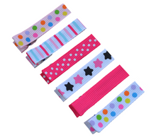 Load image into Gallery viewer, Shooting Stars No Slip Ribbon Lined Double Pronged Alligator Hair Clip Set
