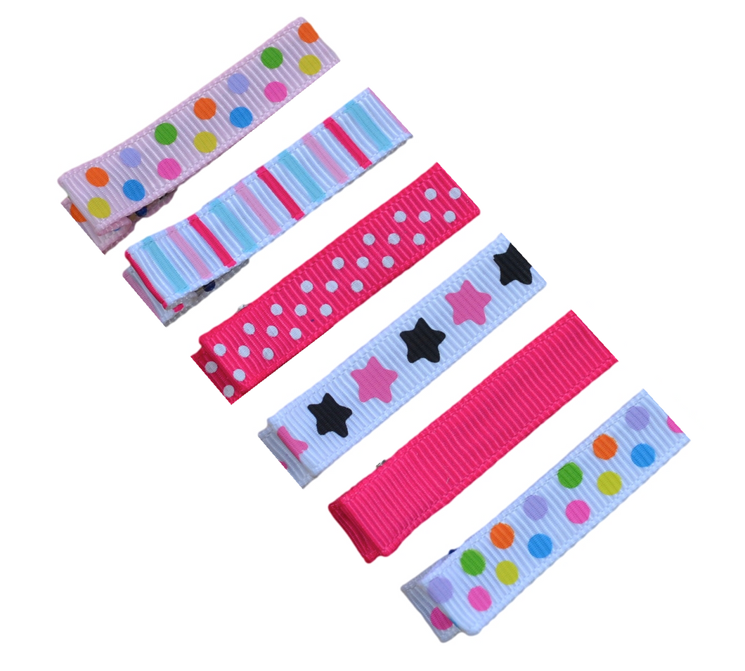 Shooting Stars No Slip Ribbon Lined Double Pronged Alligator Hair Clip Set