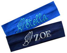 Load image into Gallery viewer, Personalized Monogrammed EMBROIDERED Track &amp; Field Cotton Stretch Headband - Quantity Discounts
