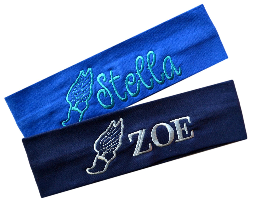 Personalized Monogrammed EMBROIDERED Track & Field Cotton Stretch Headband - Quantity Discounts