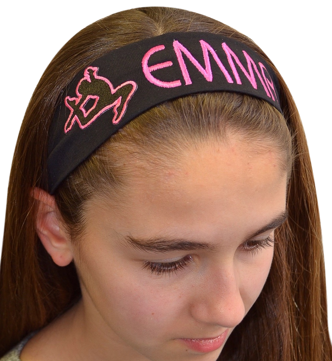 Personalized Monogrammed EMBROIDERED Gymnastics Cotton Stretch Headband - Quantity Discounts
