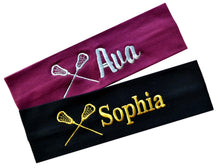 Load image into Gallery viewer, Personalized Monogrammed EMBROIDERED Lacrosse Cotton Stretch Headband - Quantity Discounts
