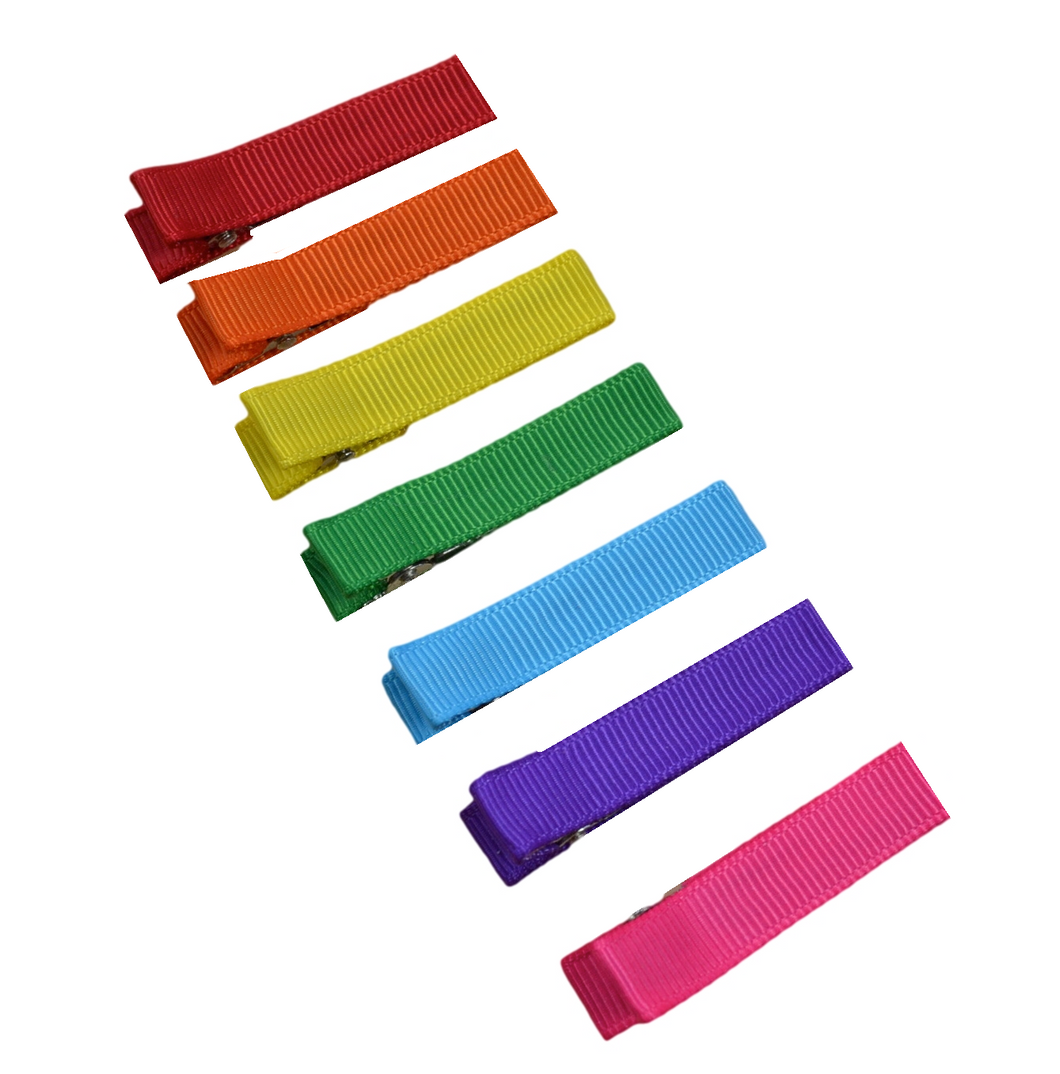 Rainbow No Slip Ribbon Lined Double Pronged Alligator Hair Clip Set