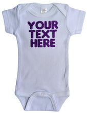 Load image into Gallery viewer, Personalized Baby Girl Bodysuit with Custom GLITTER Text of Your Choice - Up to 3 Lines of Text!
