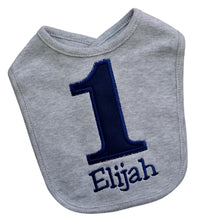 Load image into Gallery viewer, First Birthday Smash Bib for Baby Boy Turning 1 with Custom Embroidered Name
