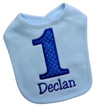 Load image into Gallery viewer, First Birthday Smash Bib for Baby Boy Turning 1 with Custom Embroidered Name
