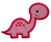 Load image into Gallery viewer, Personalized Embroidered Baby Girls PINK Dinosaur Bodysuit with Matching Cotton Beanie
