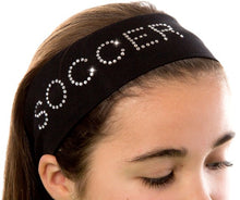 Load image into Gallery viewer, Soccer Rhinestone Cotton Stretch Headband - Quantity Discounts!
