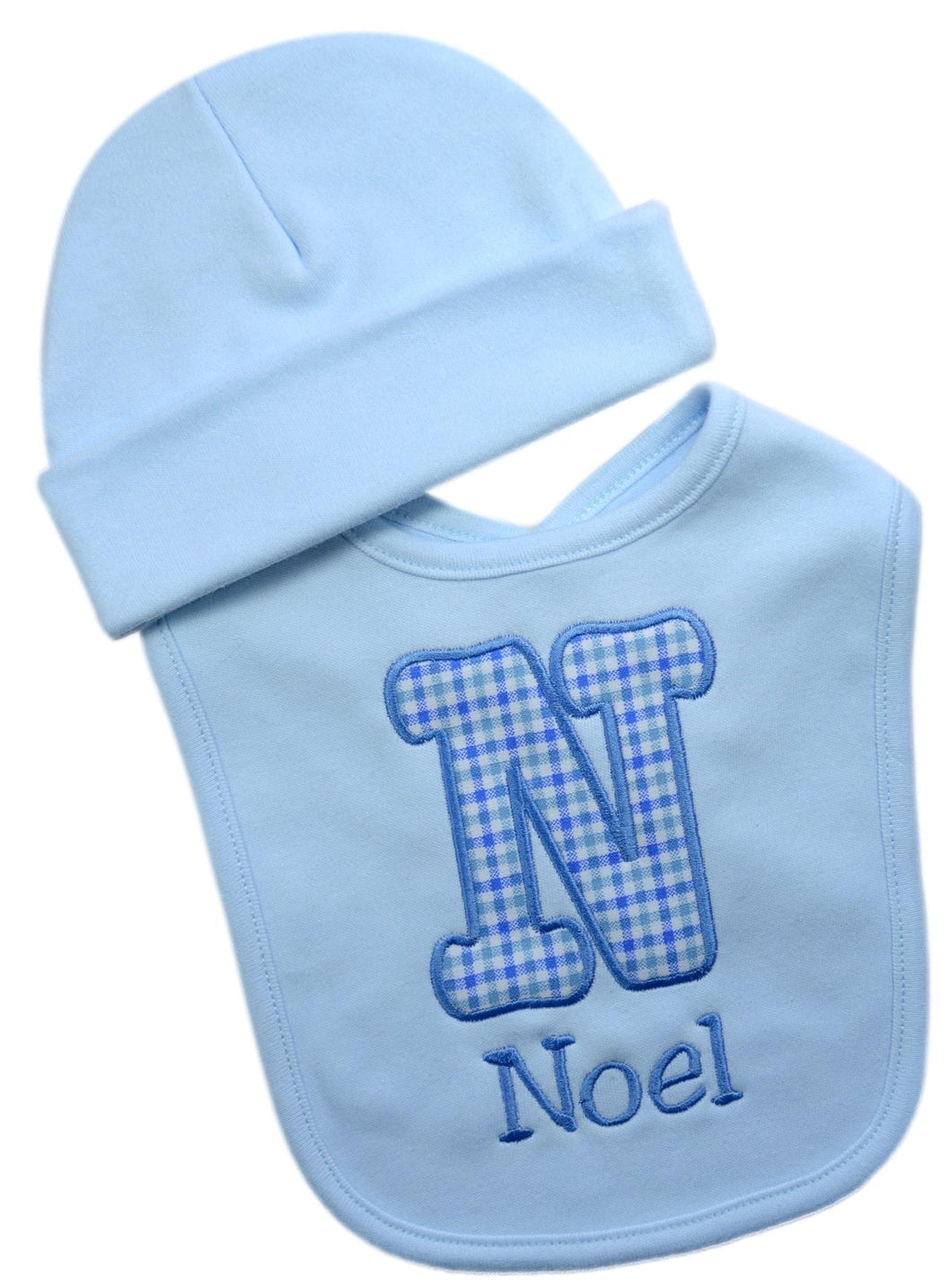 Personalized Initial Bib and Cotton Beanie Hat Gift Set