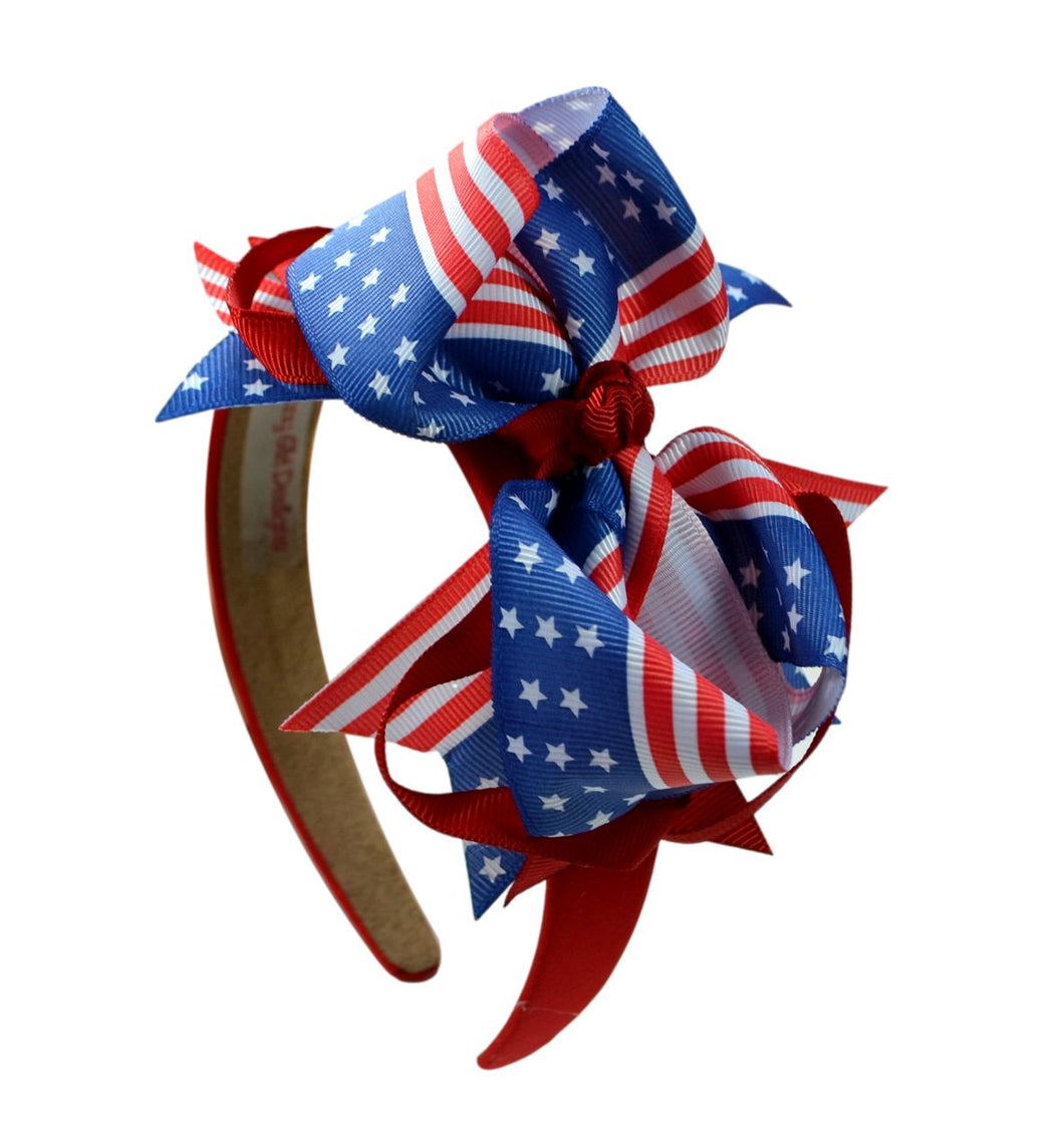 4th of July Patriotic 4.5 Inch Loopy Grosgrain Bow Arch Headband