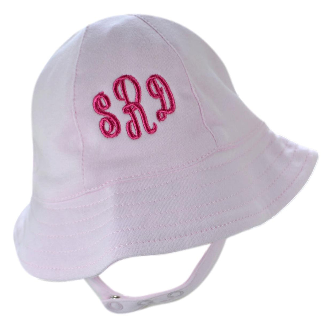 Personalized Light Pink Baby Bucket Hat with Custom Embroidered Initials
