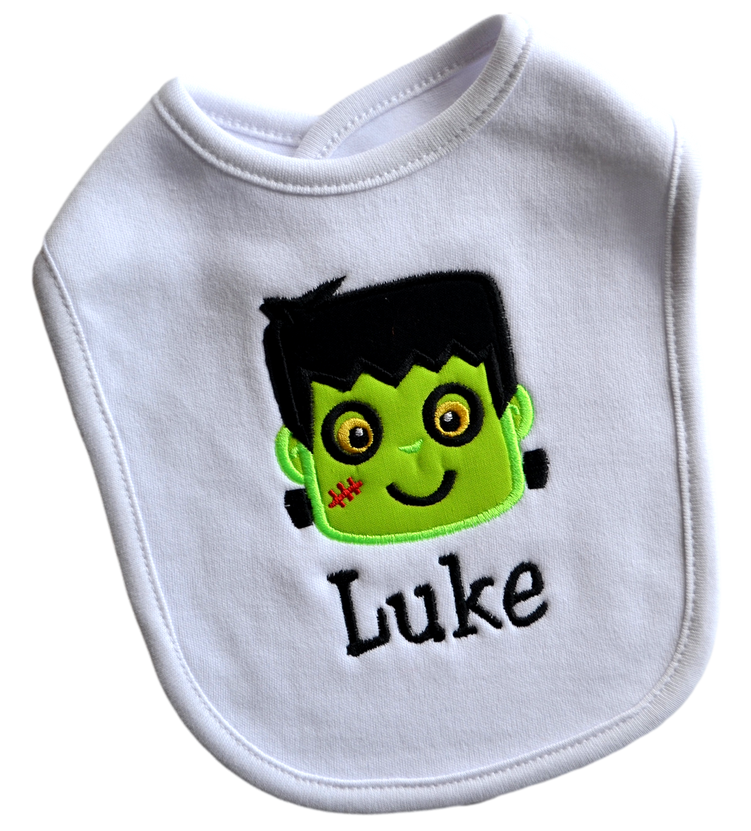 Personalized and Embroidered Frankenstein Bib for Halloween