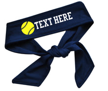 Load image into Gallery viewer, Design Your Own Neon Yellow Softball Tie Back Headband with VINYL Text - Quantity Discounts
