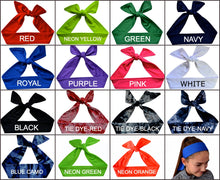 Load image into Gallery viewer, Track and Field Tie Back Moisture Wicking Headband Personalized with Your EMBROIDERED Text - Quantity Discounts
