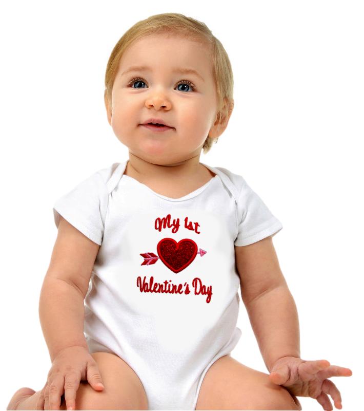 My First Valentine's Day Glitter Heart Bodysuit for Baby Girls