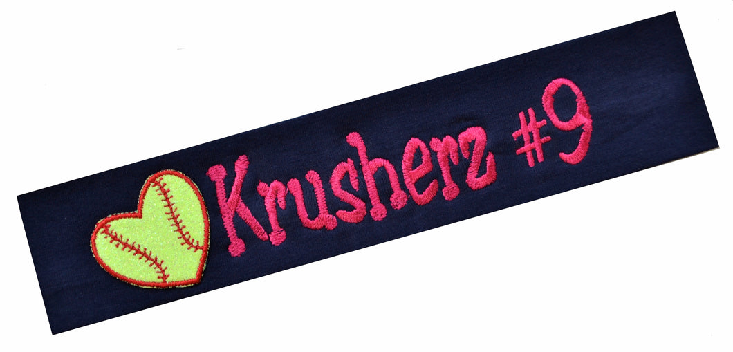 Personalized Embroidered Sparkling Glitter Softball Headband - Quantity Discounts