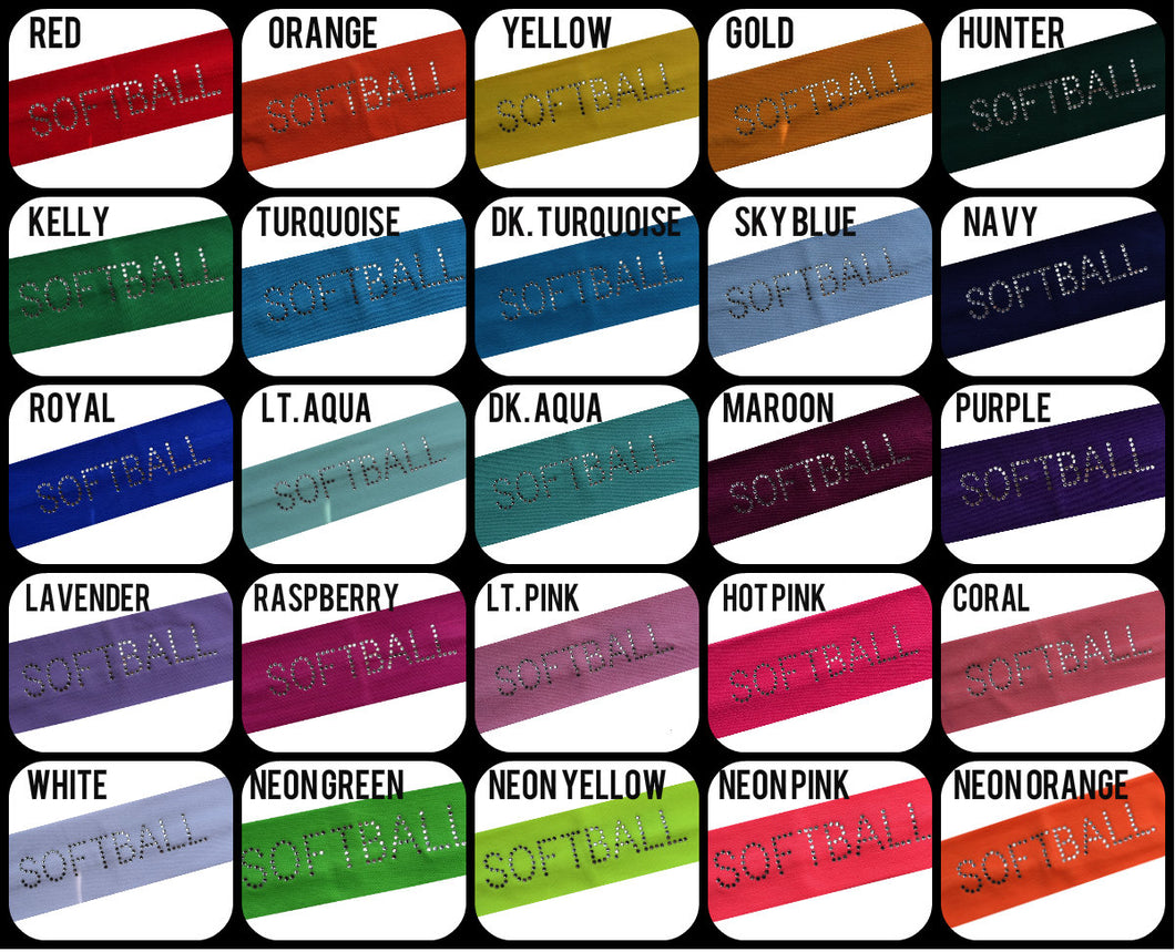 Softball Rhinestone Cotton Stretch Headband - Quantity Discounts!