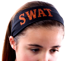 Load image into Gallery viewer, Design Your Own Cotton Stretch Headband with Your Custom GLITTER FLAKE Text - Quantity Discounts
