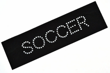 Load image into Gallery viewer, Soccer Rhinestone Cotton Stretch Headband - Quantity Discounts!
