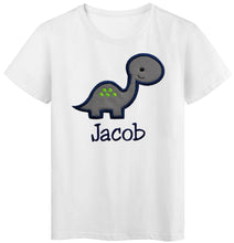 Load image into Gallery viewer, Personalized Embroidered Gray Dinosaur Toddler T-Shirt
